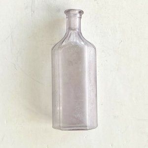 Antique Rare Solarized Obear-Nester Glass Aseptic 8 Oz Medicine Bottle c1910